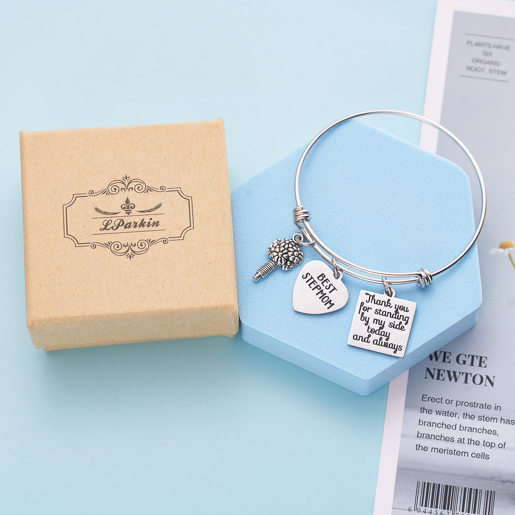 LParkin Stepmom Wedding Gift Thank You for Standing by My Side Today and Always Stepmom of The Bride Groom Bracelet Gift