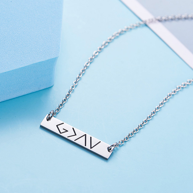 LParkin God is Greater Than The Highs and Lows Specific Bar Necklace Gold Coordinates Bar Necklaces