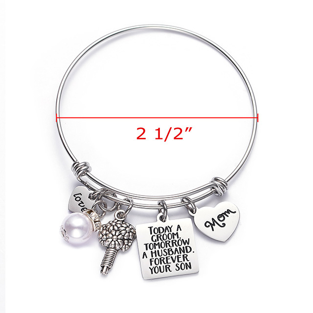LParkin Mother of The Groom Gift Bracelet Today a Groom Tomorrow a Husband Forever Your Son Bangle Bracelets