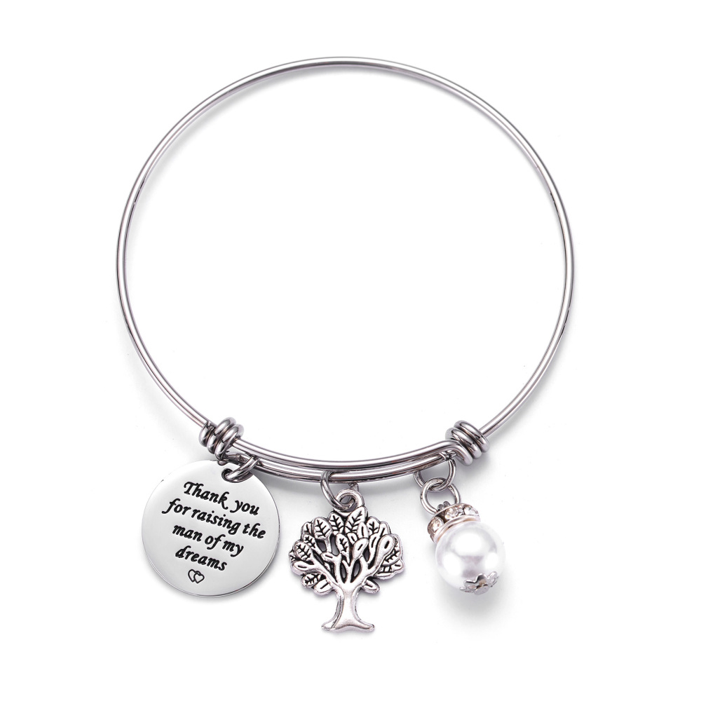 LParkin Mother in Law Gift Thank You for Raising The Man of My Dreams I Will Take Care of Her Always Banlgle Bracelet