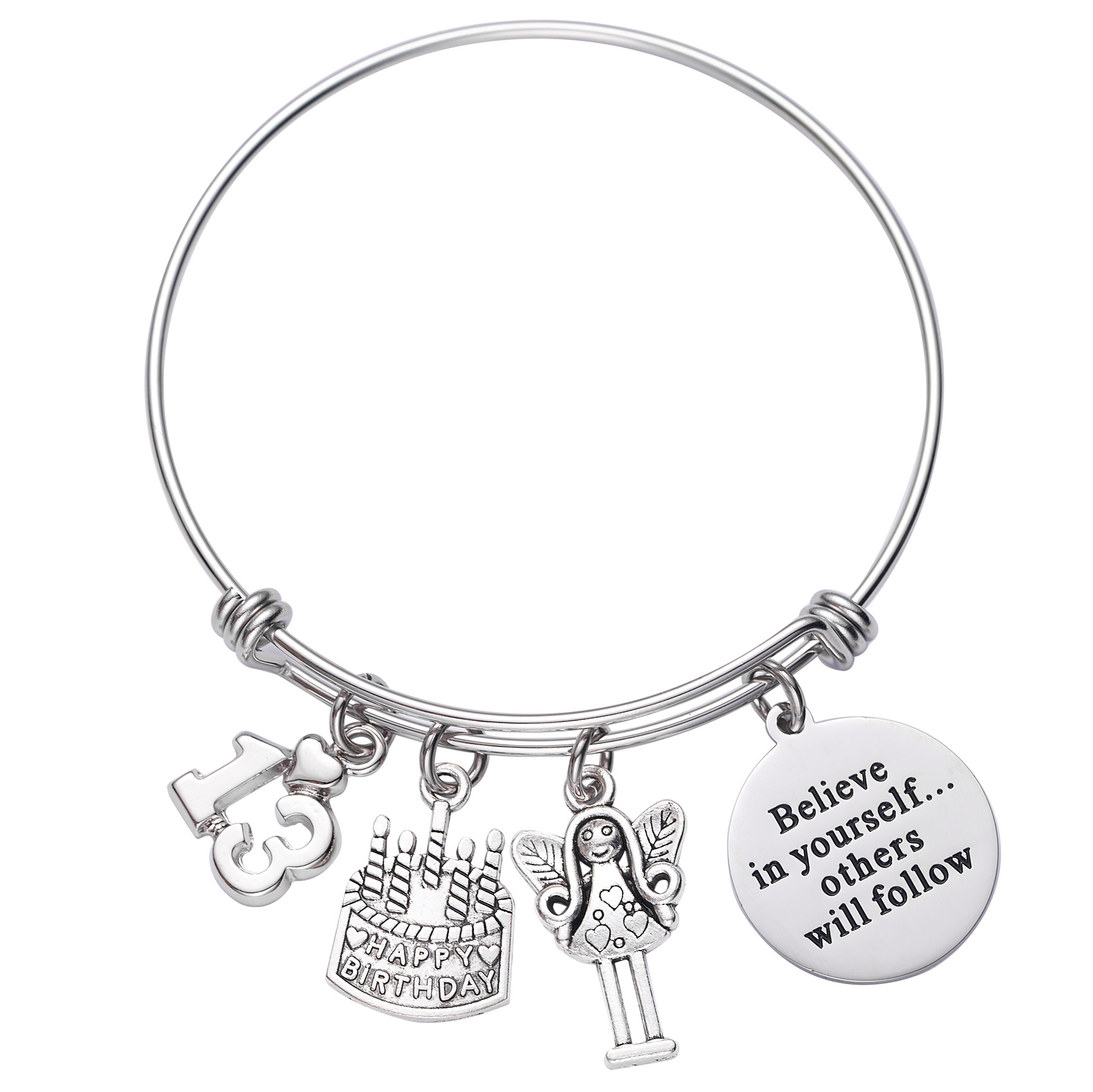 LParkin 13th Birthday Gifts for Girls Gifts for Her Stainless Steel Expandable Bangle