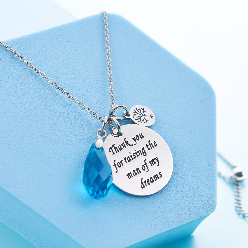 LParkin Mother in Law Gift Thank You for Raising The Man of My Dreams Wedding Gift for MIL Necklace for Mother in Law