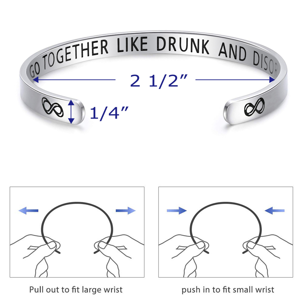 LParkin Best Friend Bracelet Gifts WE GO Together Like Drunk and Disorderly