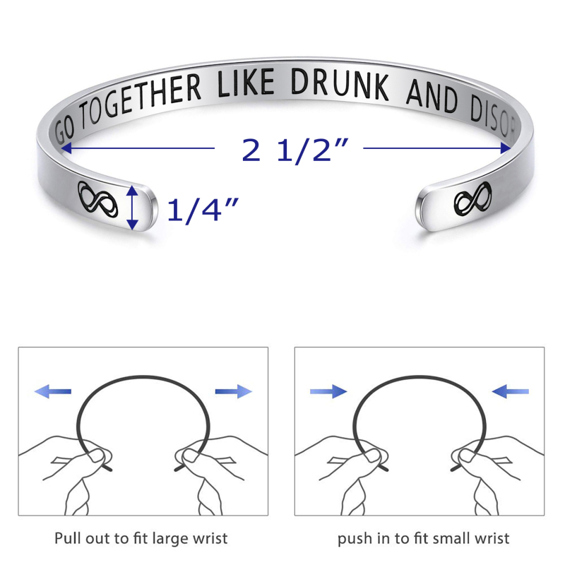 LParkin Best Friend Bracelet Gifts WE GO Together Like Drunk and Disorderly