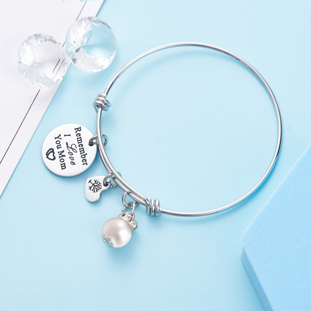 LParkin for Mom Remember I Love You Mom Gift for Mom Mother Bangle Bracelets for Women
