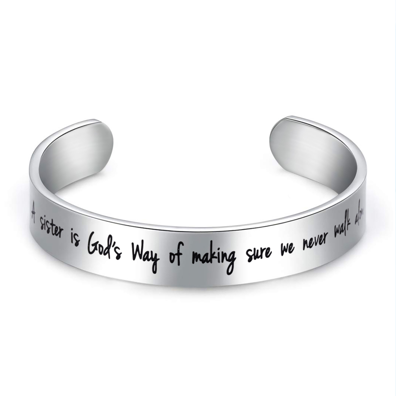 LParkin Sister Gifts from Sister Bracelets A Sister is God's Way of Making Sure We Never Walk Alone Stainless Steel Polished 6”3/8”