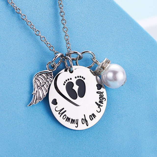 LParkin Mommy of an Angel Necklace Infant Child Loss Memorial Pregnancy Loss Miscarriage Stillborn