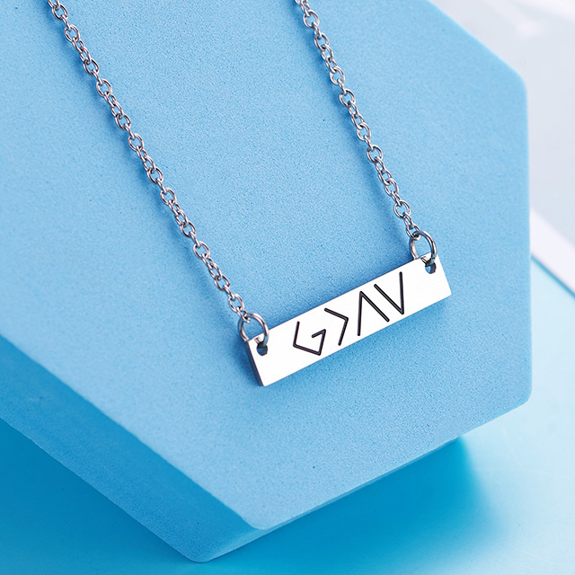 LParkin God is Greater Than The Highs and Lows Specific Bar Necklace Gold Coordinates Bar Necklaces