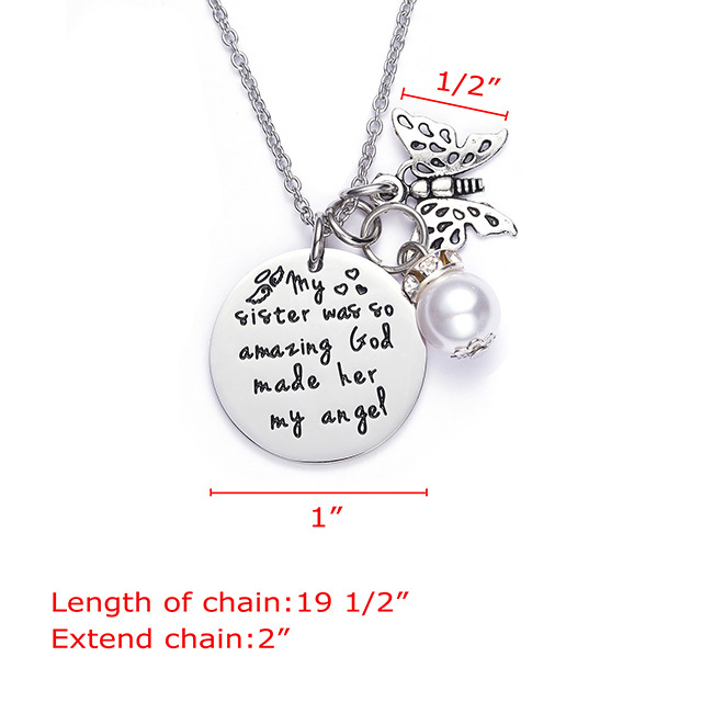 LParkin Sister Memorial Necklace My Sister was So Amazing God Made Her My Angel Sympathy Gift