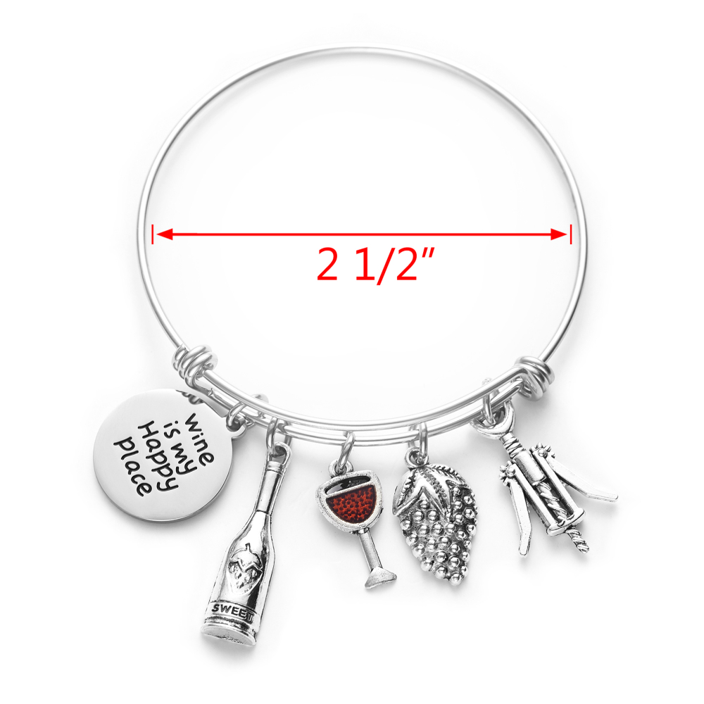 Wine is My Happy Place Wine Whisperer Gift Wine Lovers Gift Wine Jewelry Gift Wine Lovers Jewelry Gift for Her Wine Charm Bracelet Hostess Gift House