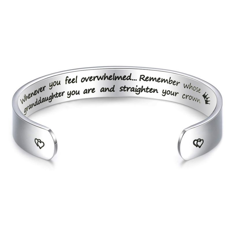 LParkin Inspirational Gifts Women Bracelet Whenever You Feel Overwhelmed Remember Whose Daughter Granddaughter 3/8” 6” Stainless Steel Polished Finish