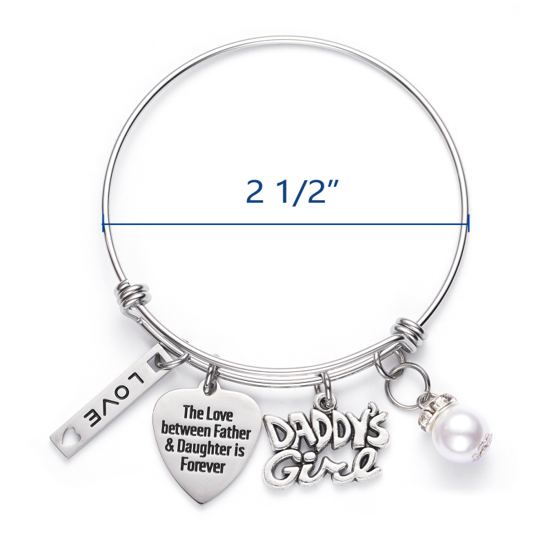 LParkin Daddys Girl Daughter Bracelet Stainless Steel Bangle Birthday Gift Daughter Gift