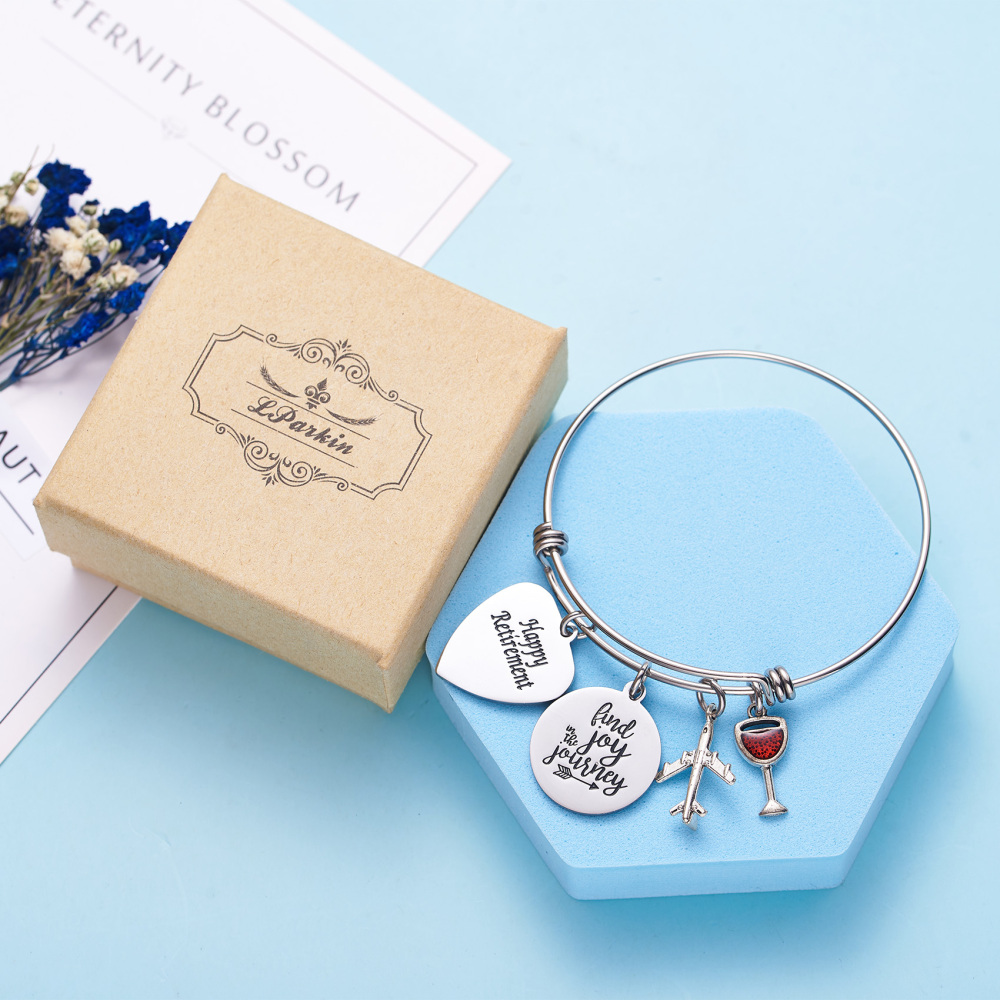 LParkin Retirement Gifts for Women Happy Retirement Bracelet Find Joy in The Journey Congratulations Retirement Gift Happy Retirement Bracelet