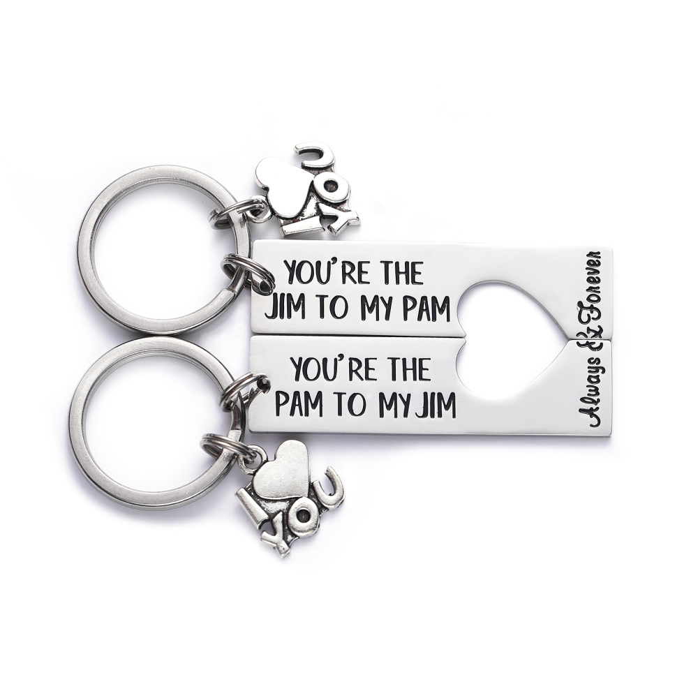 LParkin The Office Keychain Pam and Jim Keychain You are The Pam to My Jim Keychain Set The Office TV Show Inspired Boyfriend Girlfriend Couples Gift