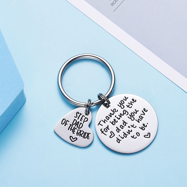LParkin Step Dad of The Bride Gift Thank You for Being The Dad You Didn’t Have to Be Keychain Stainless Steel