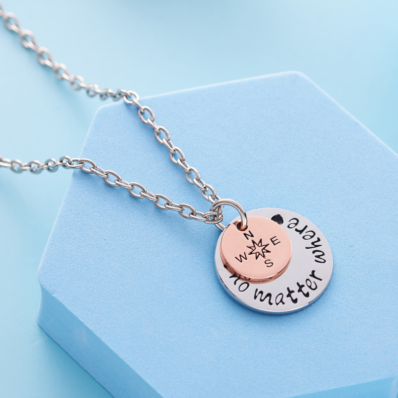 LParkin Long Distance Gift Going Away Gifts No Matter Where Necklace Compass Necklaces for BFF Friendship