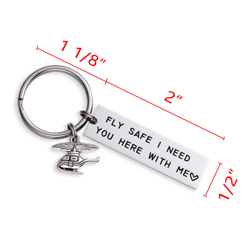 LParkin Fly Safe I Need You Here with Me Fly Safe I Love You Keychains Helicopter Flight Attendant Flight School Graduation Pilot Travel Gifts Stainle