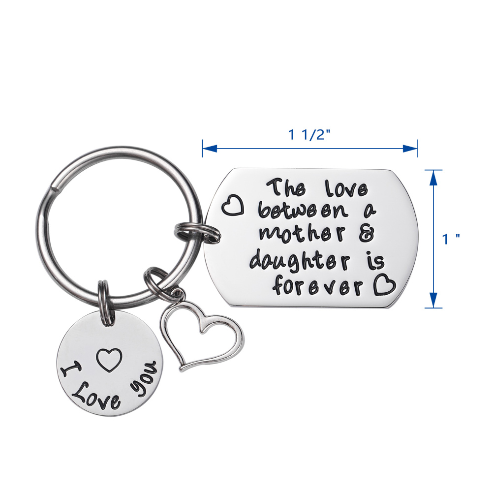 LParkin Mother Daughter Gift Keychain The Love Between a Mother and Daughter is Forever Keychain Stainless Steel