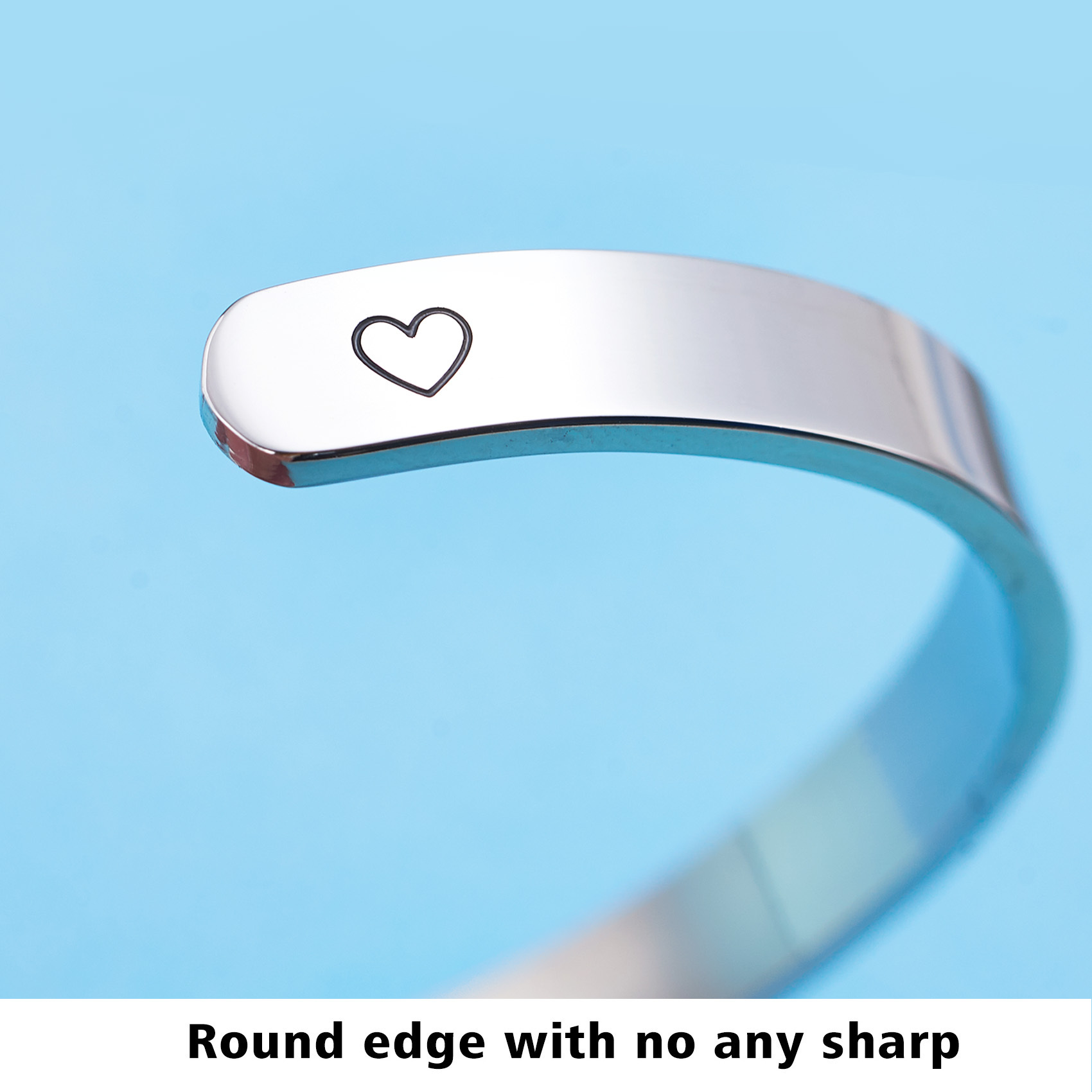 LParkin I Love You A Bushel and A Peck Stainless Steel Cuff Bracelet- Polished Finish