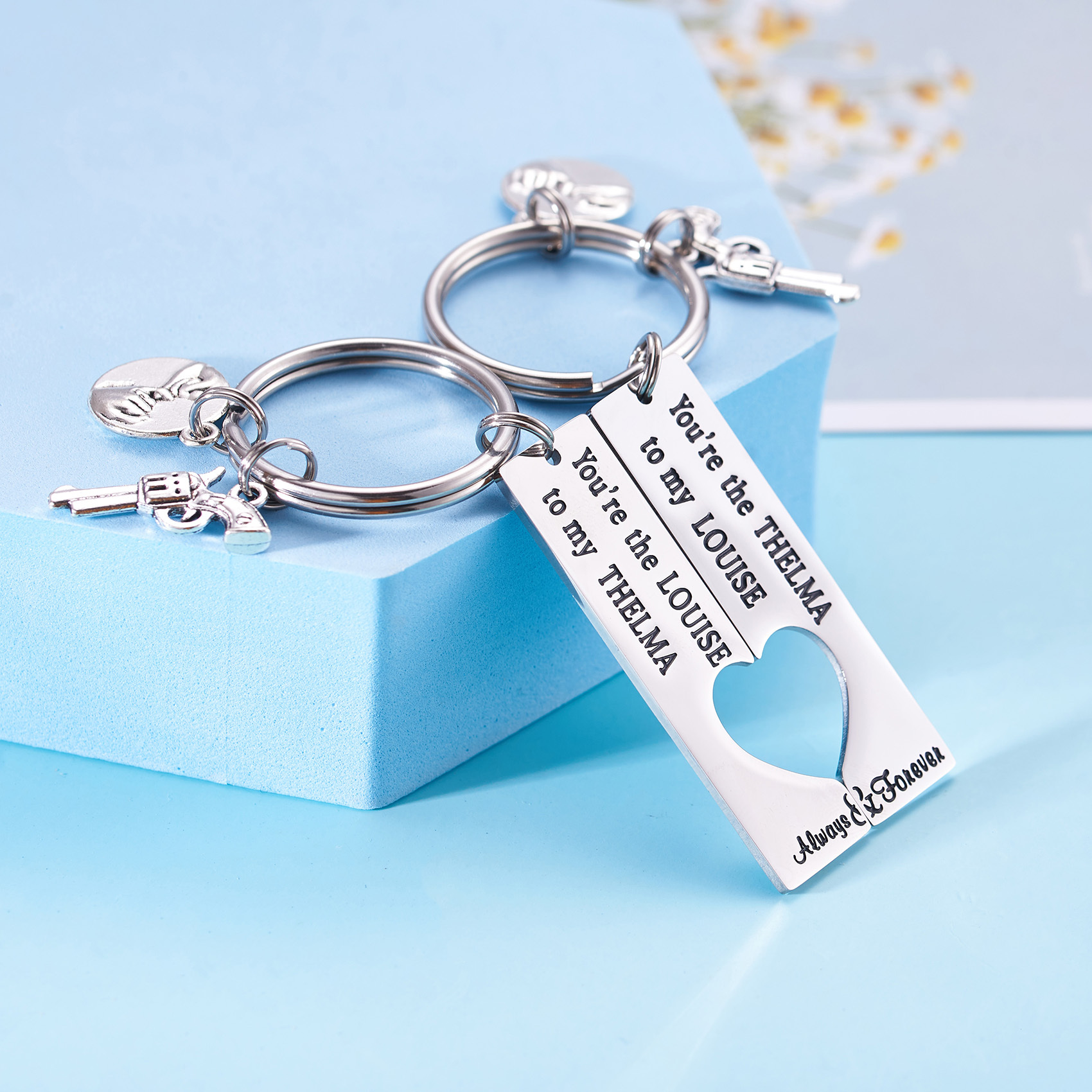 LParkin You are The Thelma to My Louise Best Friends Keychains Moving Away Gift Friendship Jewelry Thelma and Louise Keychain Set
