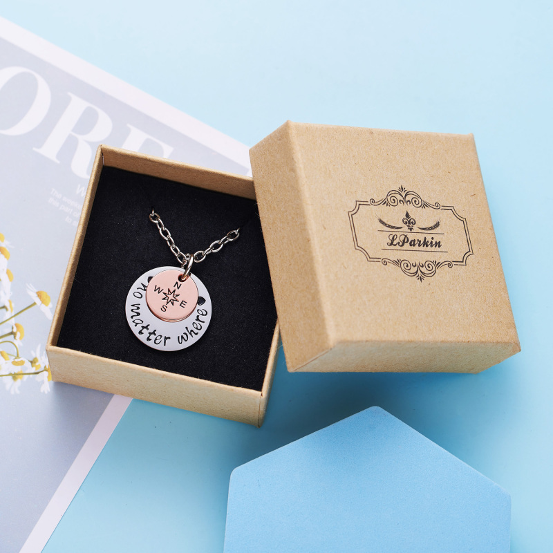 LParkin Long Distance Gift Going Away Gifts No Matter Where Necklace Compass Necklaces for BFF Friendship