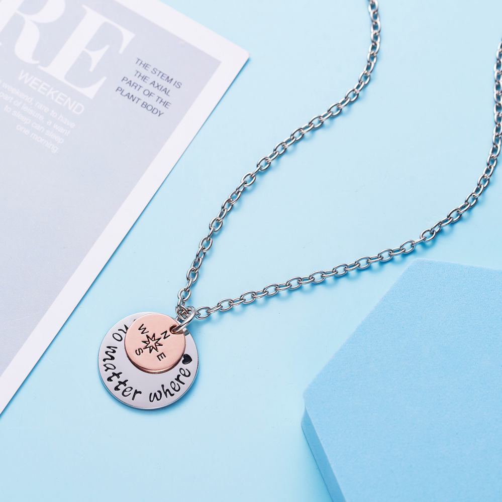 LParkin Long Distance Gift Going Away Gifts No Matter Where Necklace Compass Necklaces for BFF Friendship