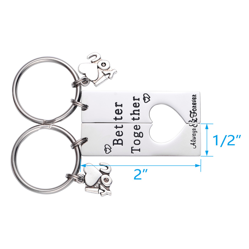 LParkin Better Together Keychain Couples Matching Keychain Set Long Distance Relationship Gift Valentine His and Hers Gifts Girlfriend Boyfriend