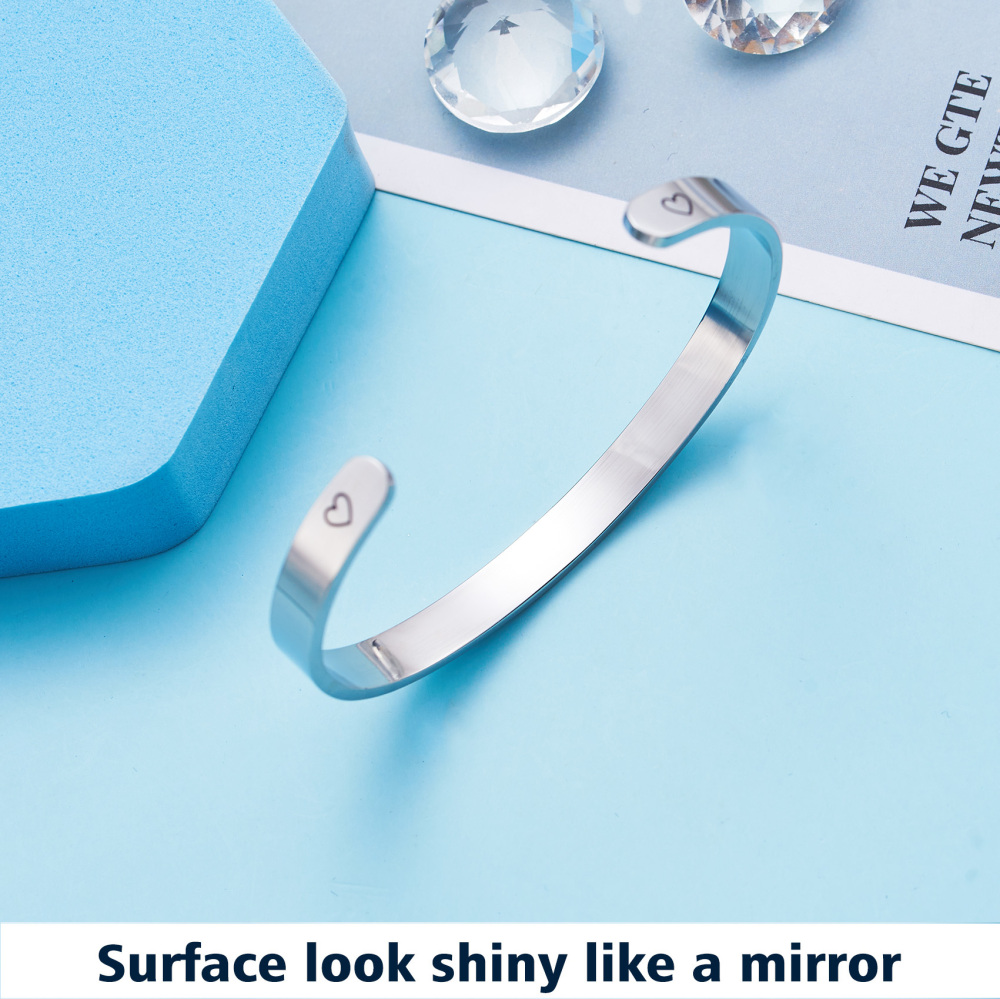 LParkin I Love You A Bushel and A Peck Stainless Steel Cuff Bracelet- Polished Finish