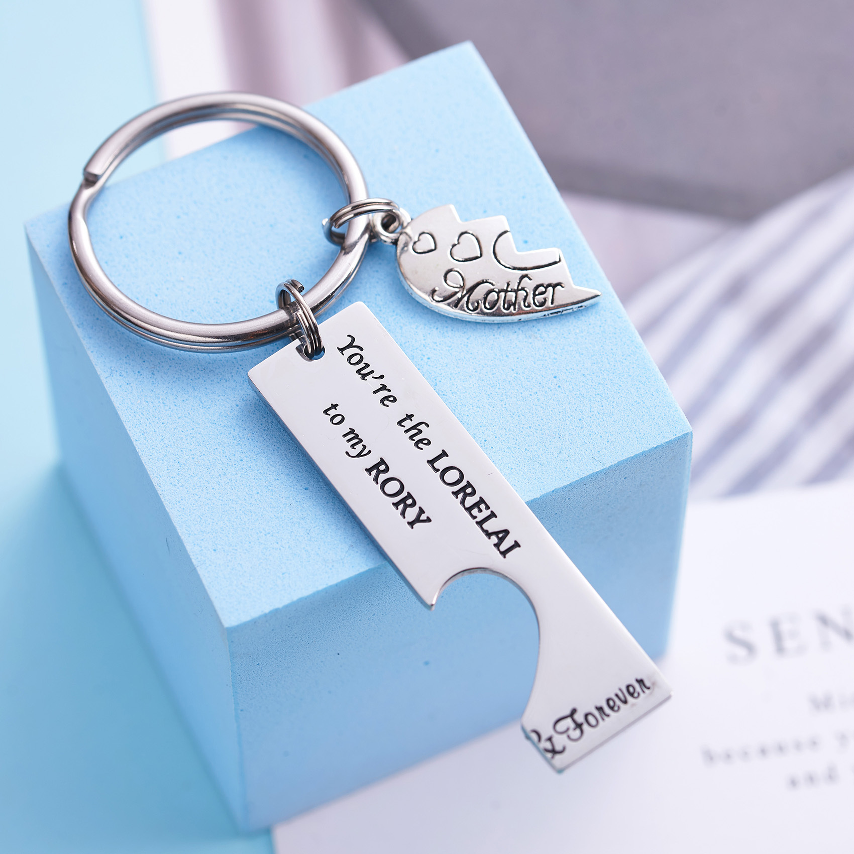 LParkin Gilmore Girls Merchandise Mother Daughter Gifts Jewelry You are The Lorelai to My Rory Best Friend Keychain Set Broken Heart Chain
