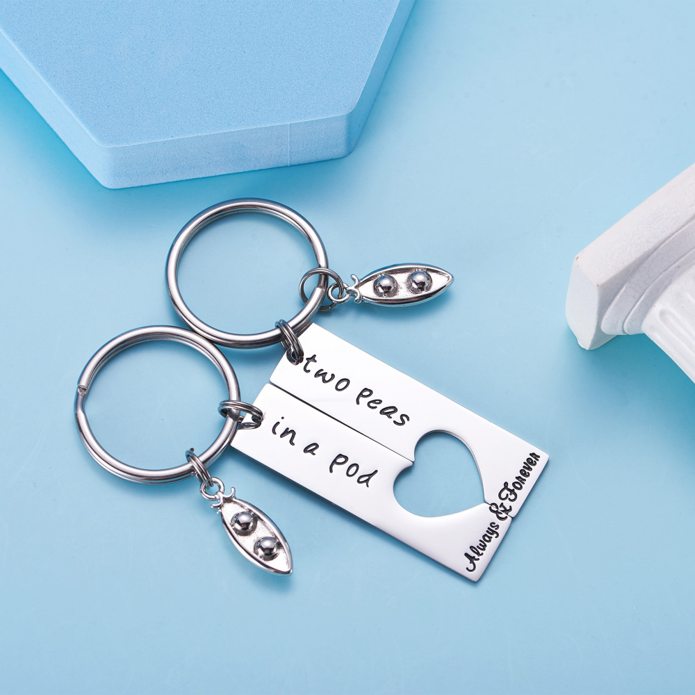 LParkin Two Peas in a Pod Funny Keychain Set BFF Friends Jewelry Set Graduation Gifts Twins Sisters Best Gift Ideas for Friendship