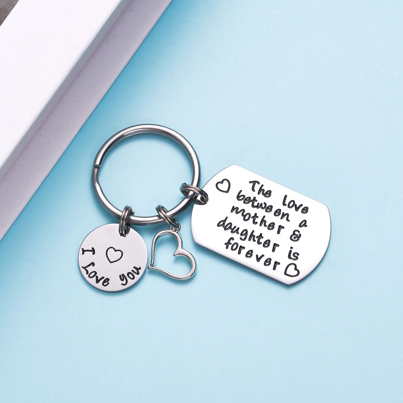 LParkin Mother Daughter Gift Keychain The Love Between a Mother and Daughter is Forever Keychain Stainless Steel