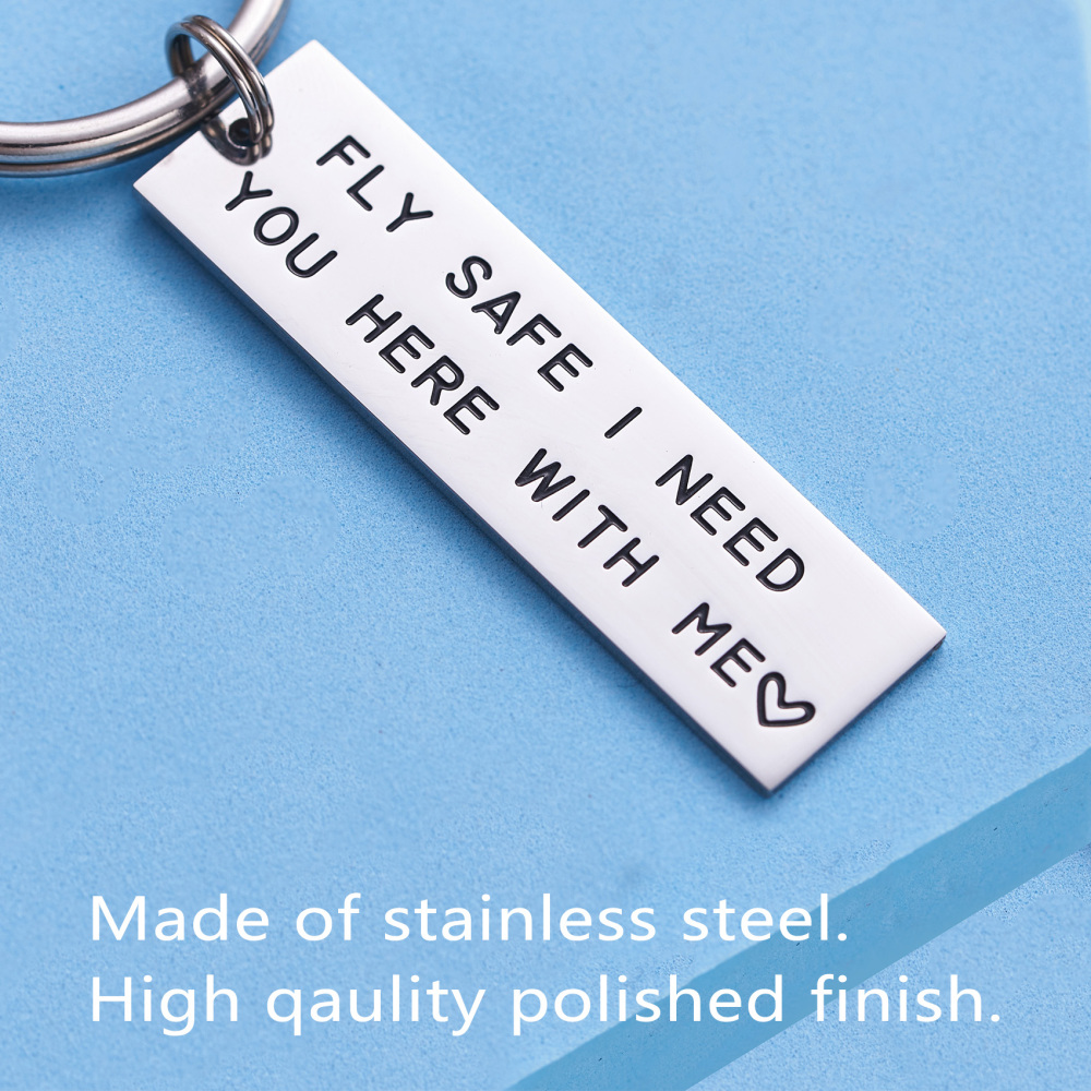 LParkin Fly Safe I Need You Here with Me Fly Safe I Love You Keychains Helicopter Flight Attendant Flight School Graduation Pilot Travel Gifts Stainle