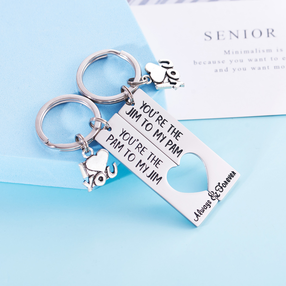 LParkin The Office Keychain Pam and Jim Keychain You are The Pam to My Jim Keychain Set The Office TV Show Inspired Boyfriend Girlfriend Couples Gift
