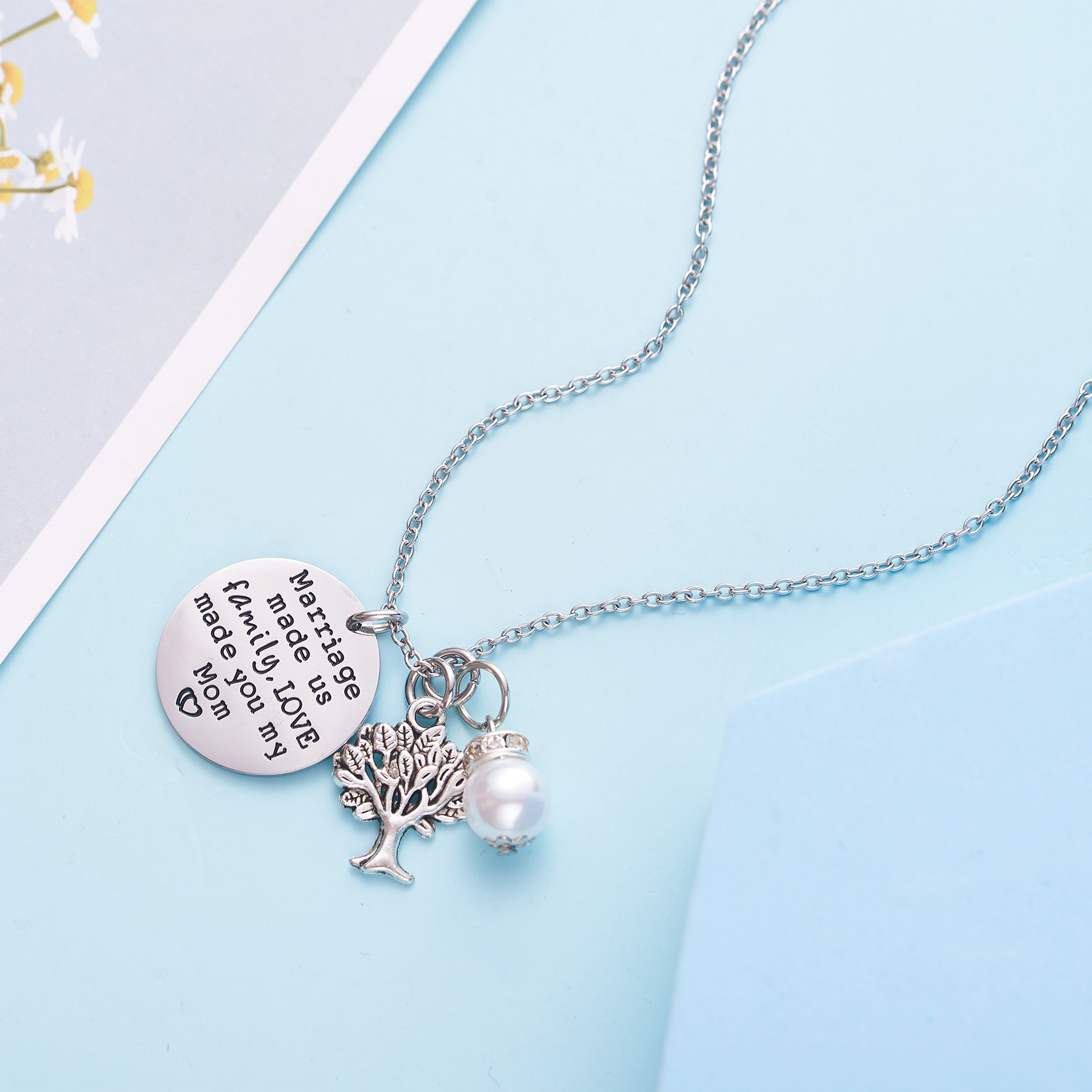 LParkin Mother in Law Gift Marriage Made Us Family but Love Made You My Mom Necklace Groom's Mom Bride Wedding Day Gift for Mom