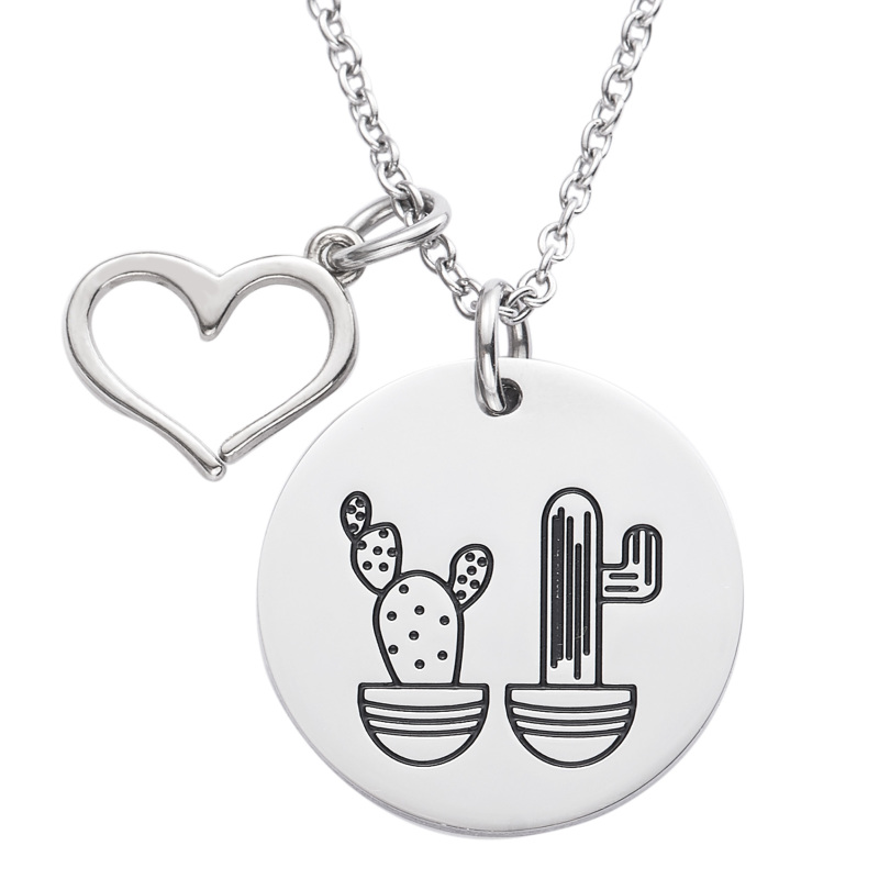 LParkin Cactus Necklace We Stick Together Best Friend Necklace Stainless Steel Sister Necklaces