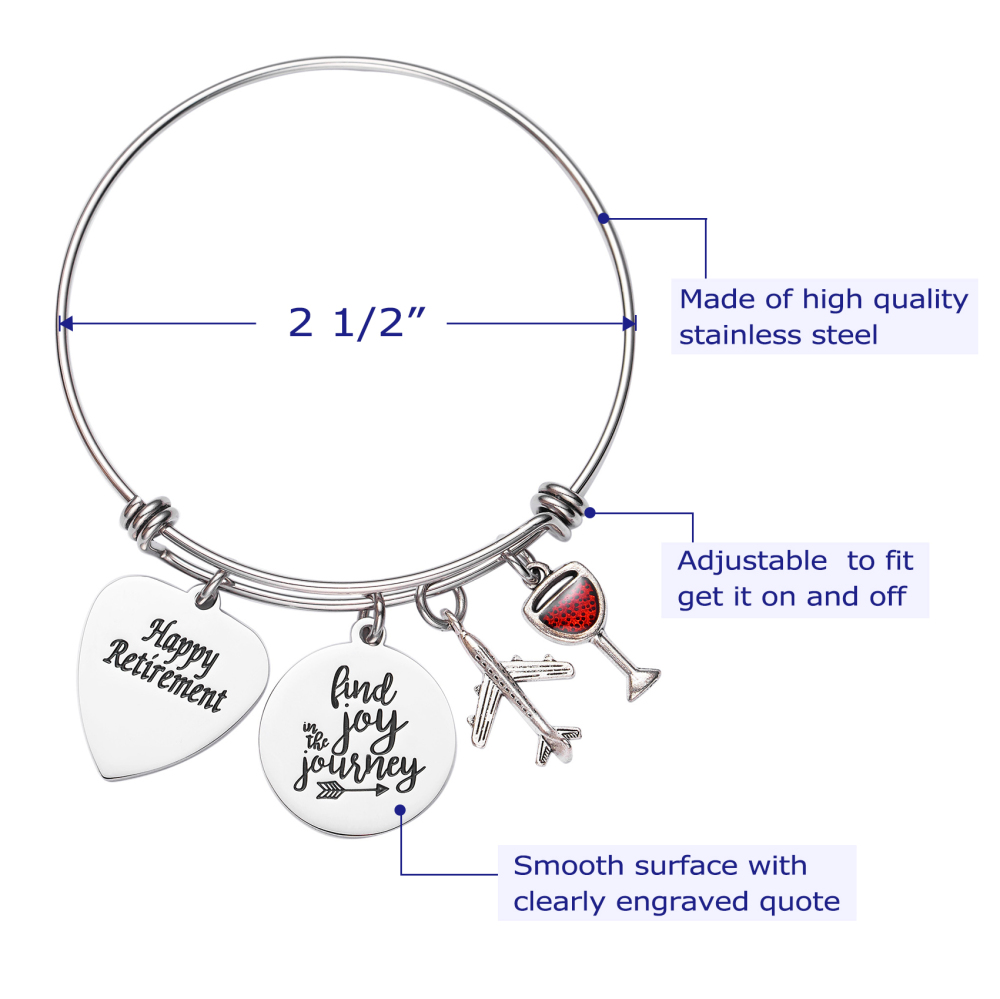 LParkin Retirement Gifts for Women Happy Retirement Bracelet Find Joy in The Journey Congratulations Retirement Gift Happy Retirement Bracelet