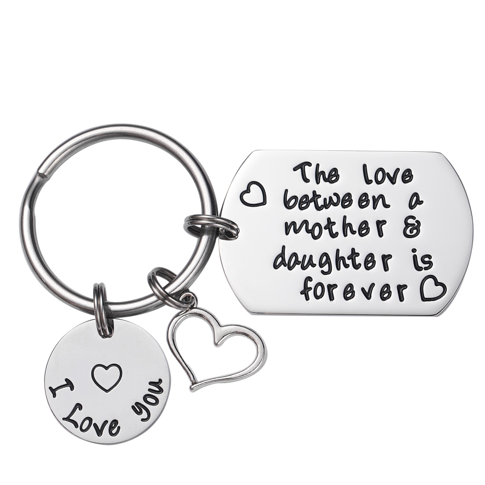 LParkin Mother Daughter Gift Keychain The Love Between a Mother and Daughter is Forever Keychain Stainless Steel