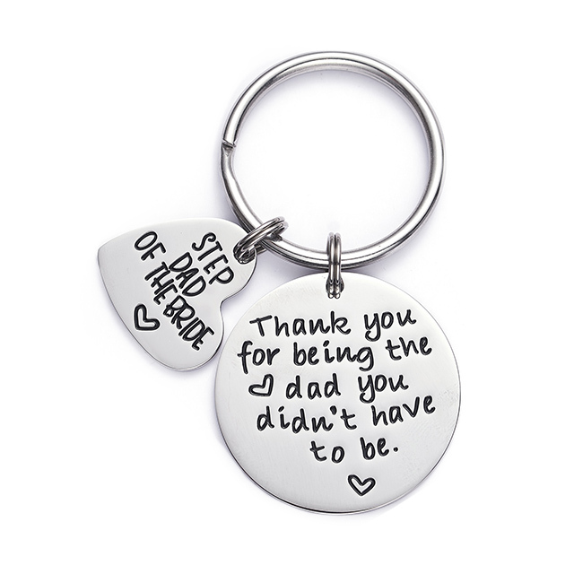 LParkin Step Dad of The Bride Gift Thank You for Being The Dad You Didn’t Have to Be Keychain Stainless Steel