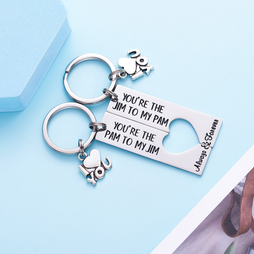 LParkin The Office Keychain Pam and Jim Keychain You are The Pam to My Jim Keychain Set The Office TV Show Inspired Boyfriend Girlfriend Couples Gift