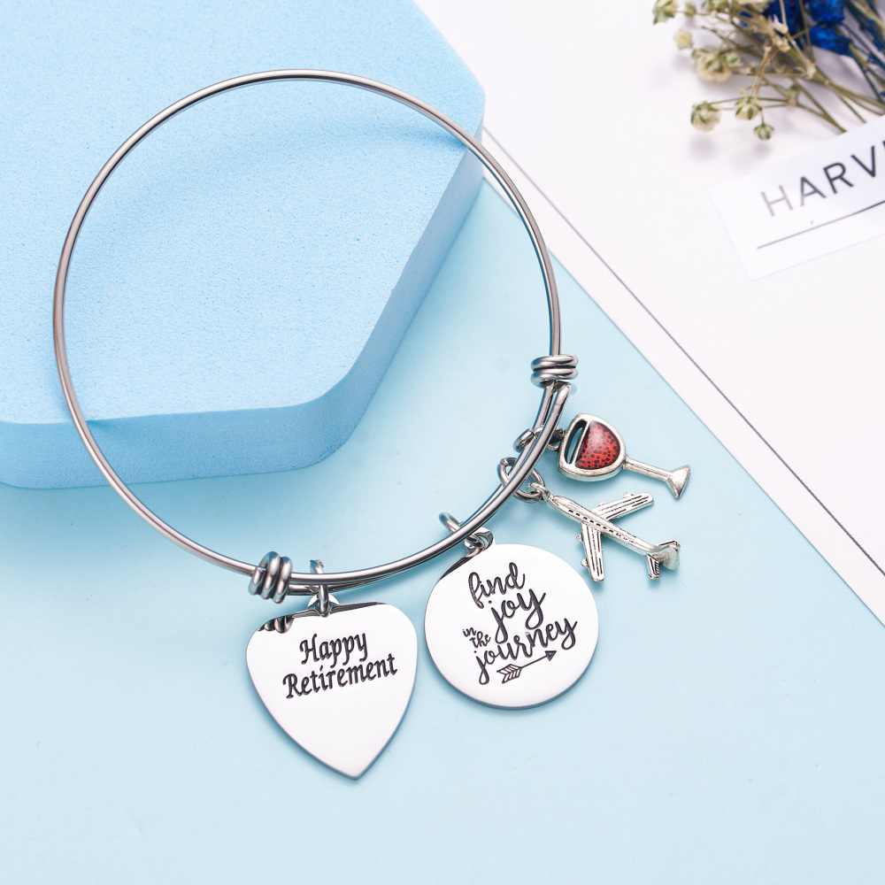 LParkin Retirement Gifts for Women Happy Retirement Bracelet Find Joy in The Journey Congratulations Retirement Gift Happy Retirement Bracelet