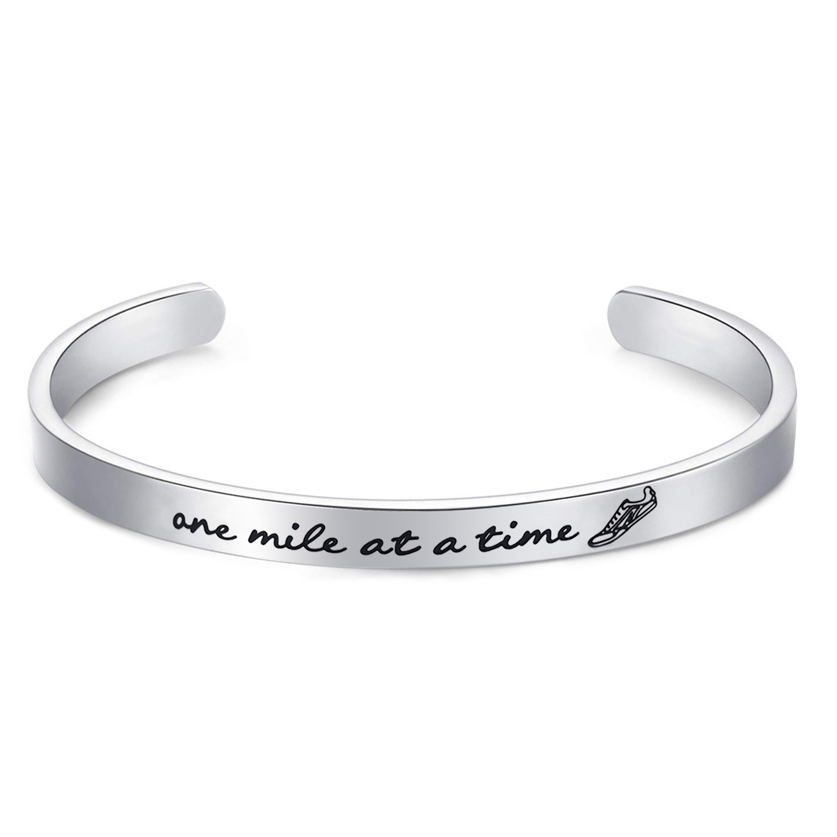 LParkin Gifts for Runners Marathon Bracelet Jewelry One Mile at A Time Bracelet Stainless Steel