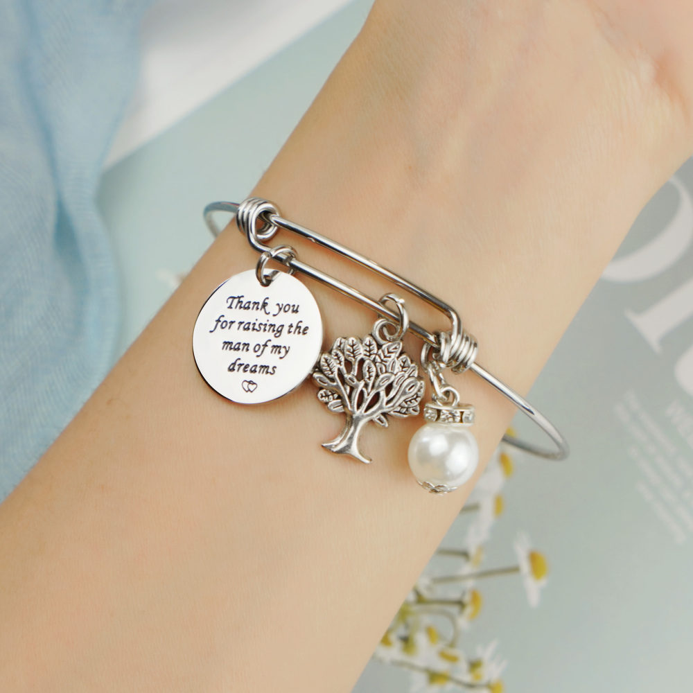 LParkin Mother in Law Gift Thank You Raising The Man My Dreams I Will Take Care Her Always Banlgle Bracelet