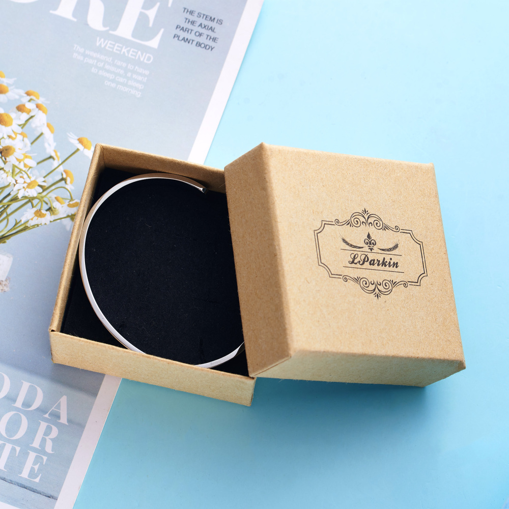 LParkin I Love You A Bushel and A Peck Stainless Steel Cuff Bracelet- Polished Finish