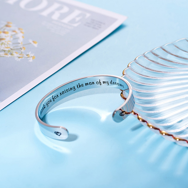 LParkin Mother of The Groom Gift Thank You for Raising The Man of My Dreams Cuff Bracelet Mother in Law Gift