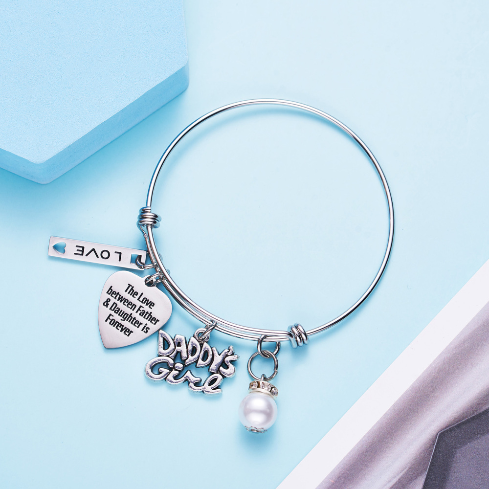 LParkin Daddys Girl Daughter Bracelet Stainless Steel Bangle Birthday Gift Daughter Gift