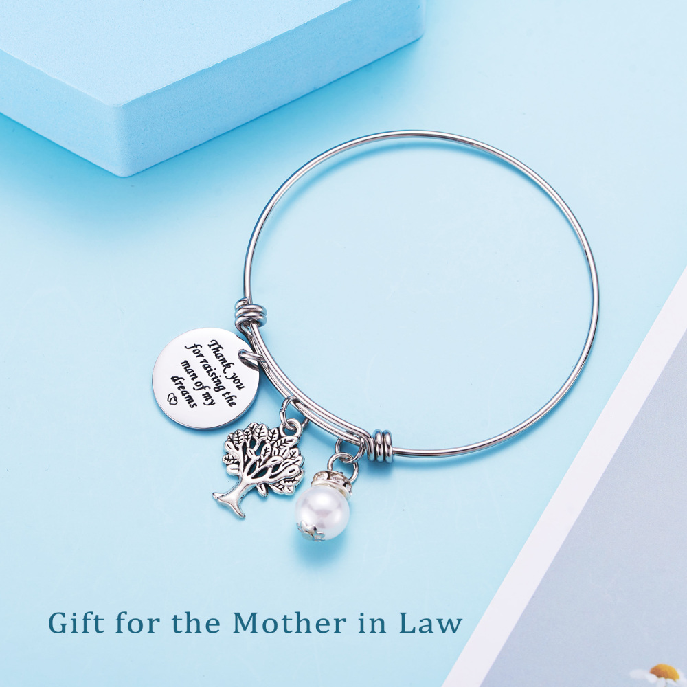 LParkin Mother in Law Gift Thank You Raising The Man My Dreams I Will Take Care Her Always Banlgle Bracelet
