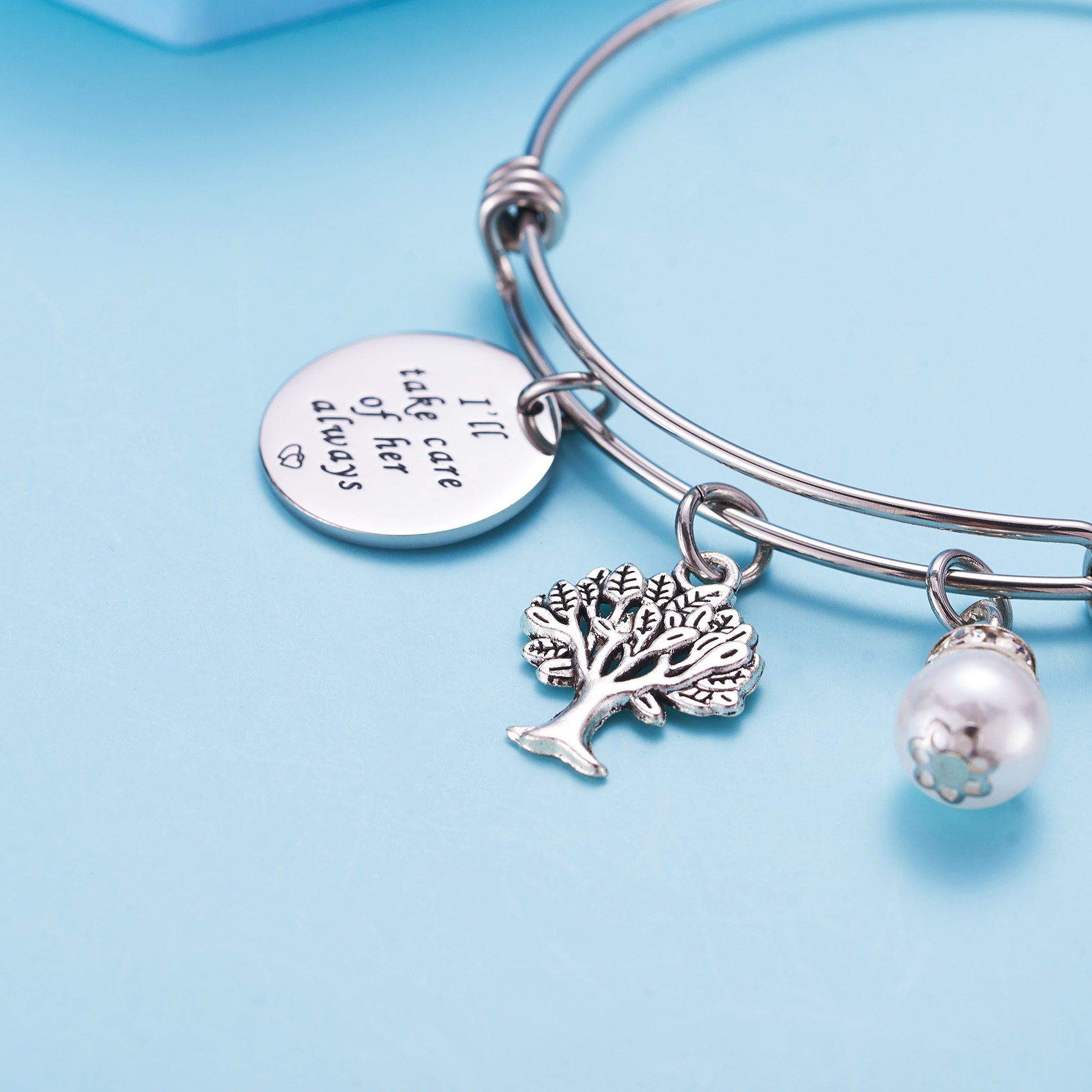 LParkin Mother in Law Gift I Will Take Care Her Always Banlgle Bracelet
