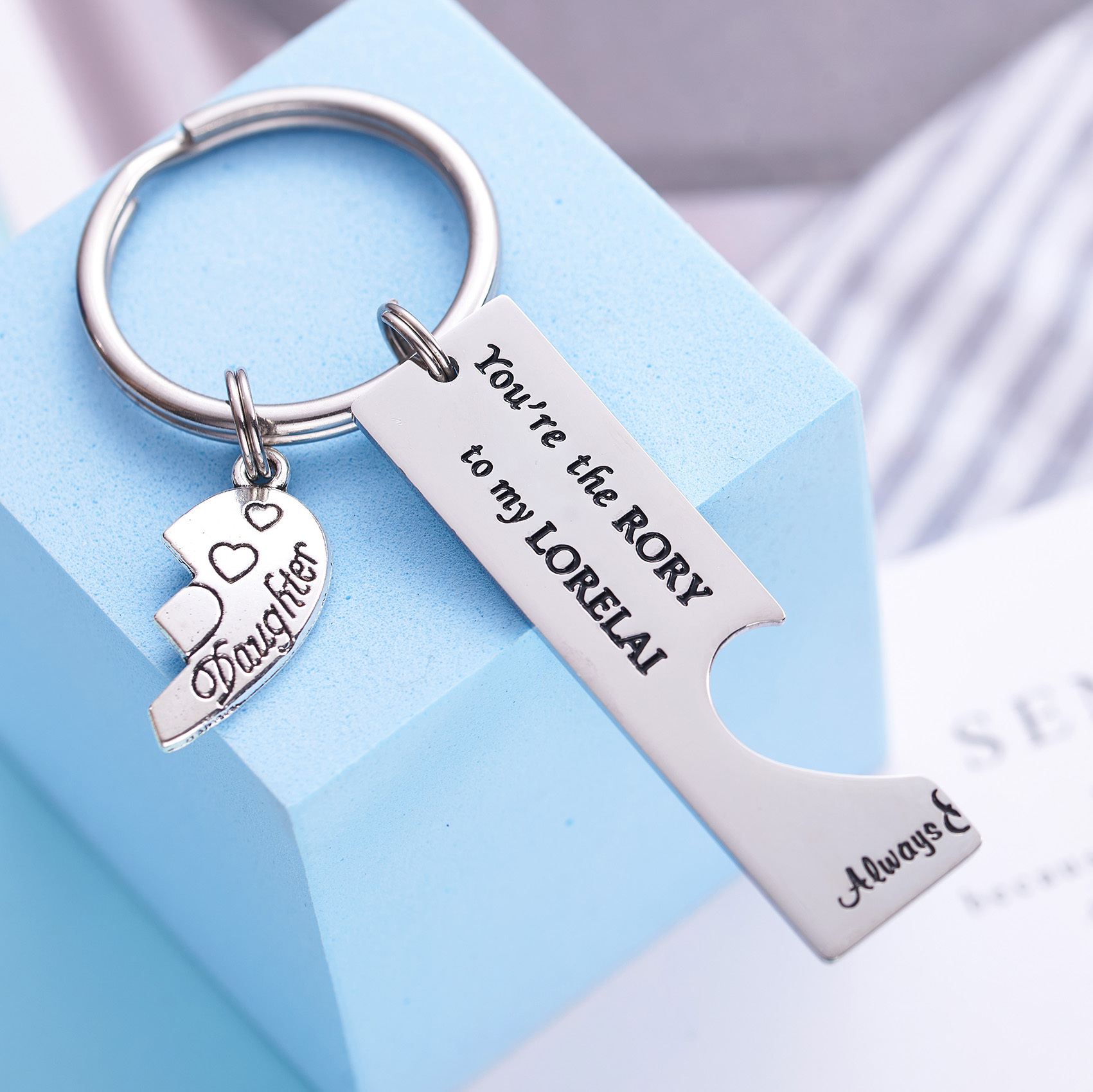 LParkin Gilmore Girls Merchandise Mother Daughter Gifts Jewelry You are The Lorelai to My Rory Best Friend Keychain Set Broken Heart Chain
