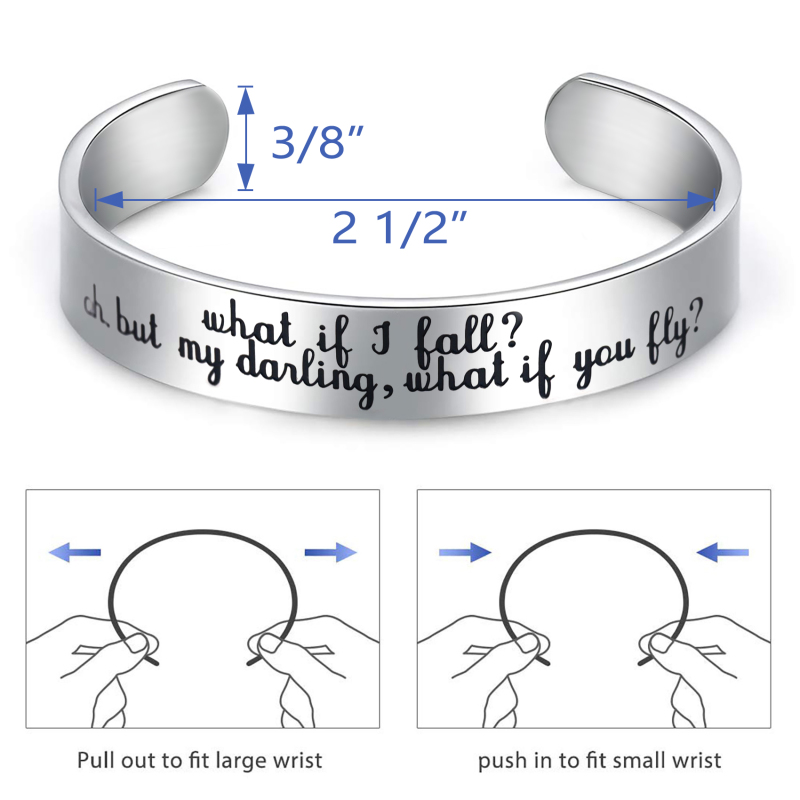 What If I Fall Oh But My Darling What If You Fly Encouragement Cuff Inspirational Jewelr Bracelet