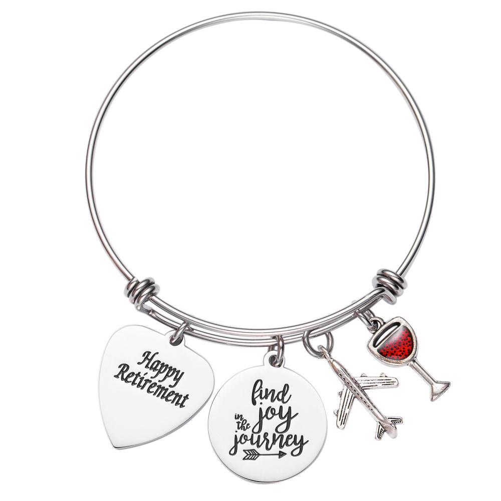 LParkin Retirement Gifts for Women Happy Retirement Bracelet Find Joy in The Journey Congratulations Retirement Gift Happy Retirement Bracelet